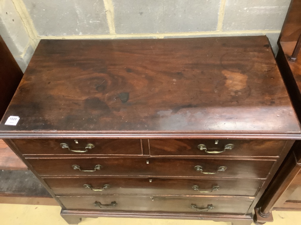 A George III mahogany chest of five drawers, width 102cm